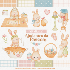 Kit Digital Ajudantes da Páscoa – Cliparts em aquarela