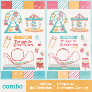 COMBO – Kit Digital Parque de Diversões + Kit Digital Parque de Diversões (Candy) – Cliparts em aquarela