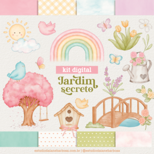 Kit Digital Jardim Secreto – Cliparts em aquarela