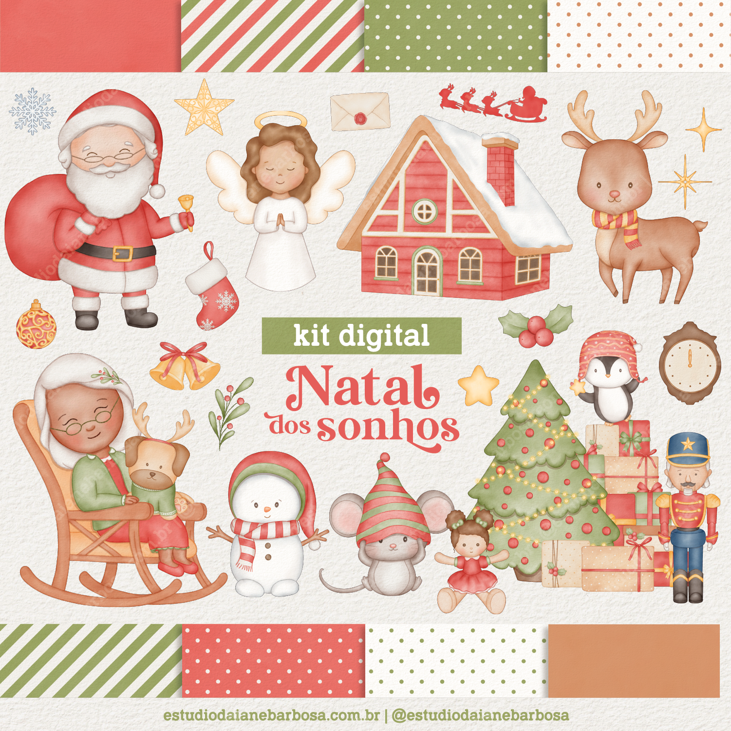 Kit Digital Natal de Jesus – Para colorir – Cliparts em aquarela - Nick  Design