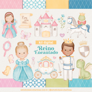 Kit Digital Reino Encantado – Cliparts em aquarela