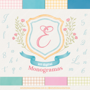 Kit Digital Monogramas – Cliparts em aquarela