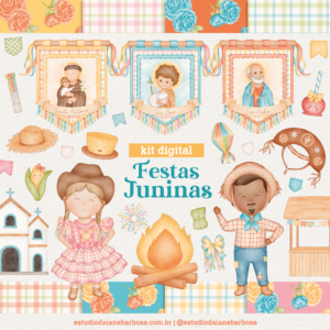 Kit Digital Festas Juninas – Cliparts em aquarela