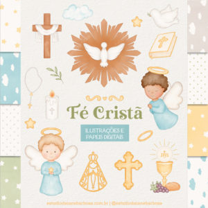 ILUSTRAÇÕES E PAPÉIS – Kit Fé Cristã – Cliparts em aquarela