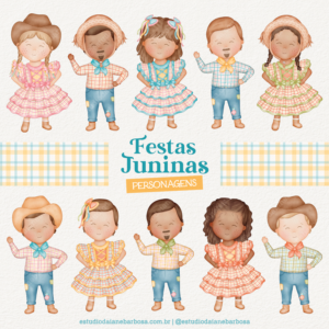 PERSONAGENS – Kit Festas Juninas – Cliparts em aquarela