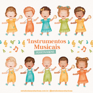 PERSONAGENS – Kit Instrumentos Musicais – Cliparts em aquarela