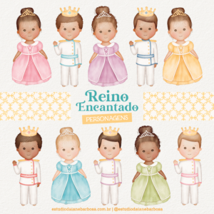 PERSONAGENS – Kit Reino Encantado – Cliparts em aquarela