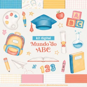 Kit Digital Mundo do ABC – Cliparts em aquarela