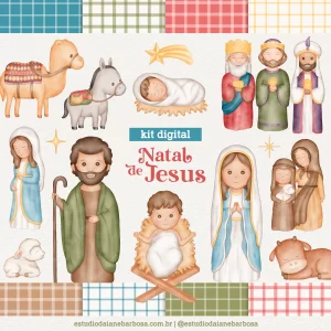 Kit Digital Natal de Jesus – Cliparts em aquarela