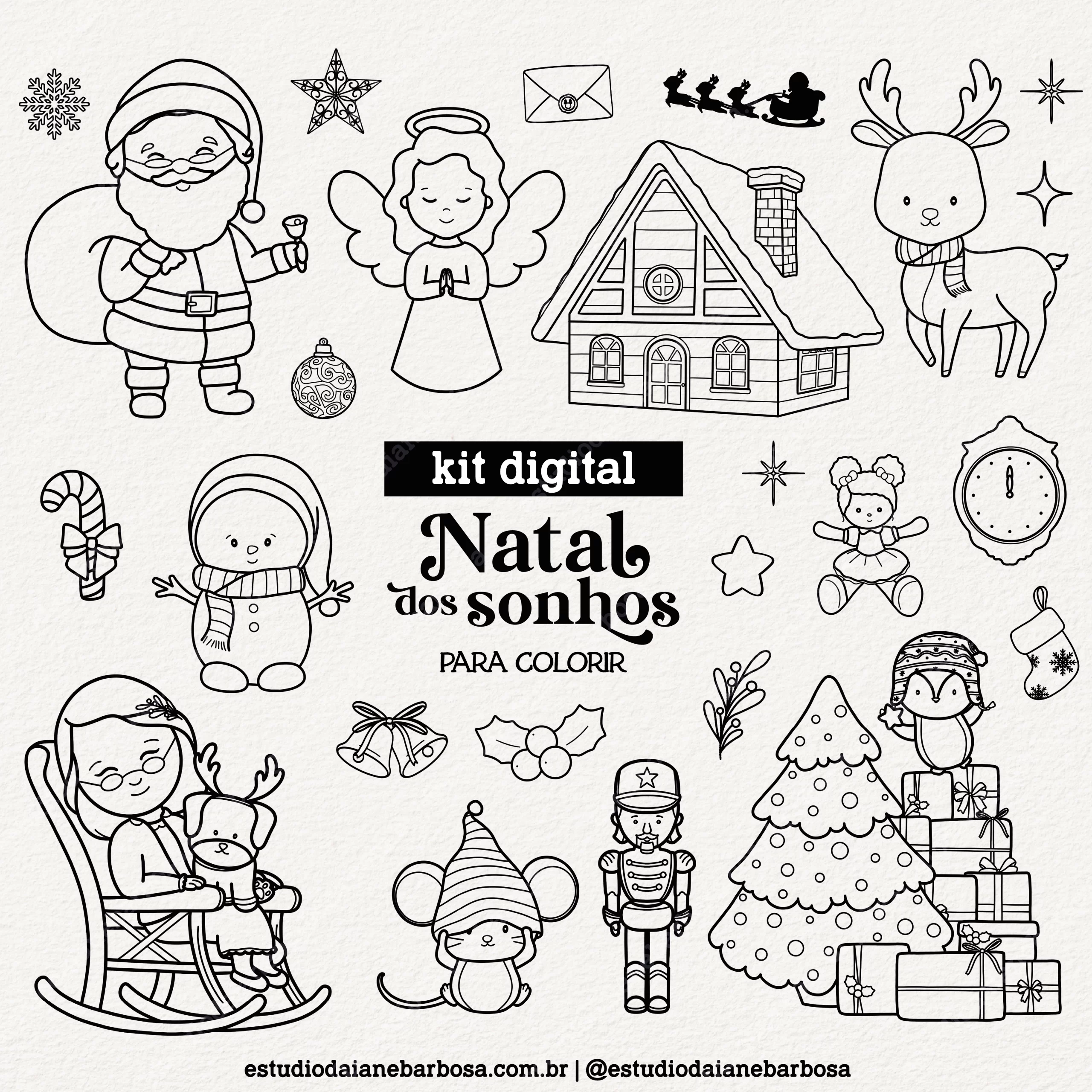 Kit Digital Natal de Jesus – Para colorir – Cliparts em aquarela - Nick  Design