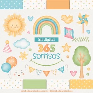 Kit Digital 365 Sorrisos – Cliparts em aquarela