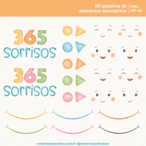 Kit Digital 365 Sorrisos – Cliparts em aquarela