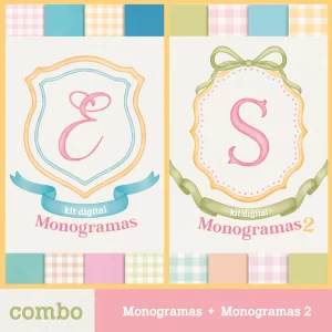 COMBO – Kit Digital Monogramas + Kit Digital Monogramas – Cliparts em aquarela