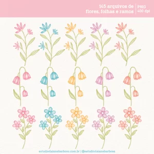 Kit Digital Flores – Cliparts em aquarela