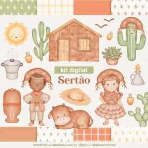 Kit Digital Sertão – Cliparts em aquarela