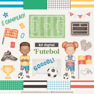 Kit Digital Futebol – Cliparts em aquarela