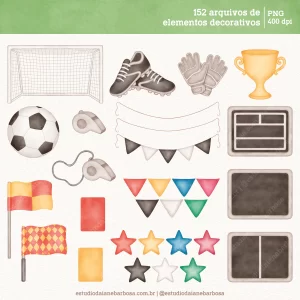 Kit Digital Futebol – Cliparts em aquarela