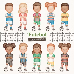 PERSONAGENS – Kit Digital Futebol – Cliparts em aquarela