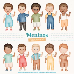 PERSONAGENS – Kit Meninos – Cliparts em aquarela