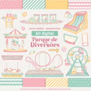 Kit Digital Parque de Diversões (Candy) – Nova Versão – Cliparts em aquarela