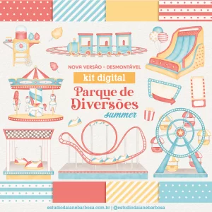 Kit Digital Parque de Diversões (Summer) – Nova Versão – Cliparts em aquarela