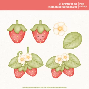 Kit Digital Moranguinho – Cliparts em aquarela