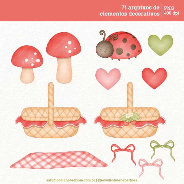 Kit Digital Moranguinho - Cliparts em aquarela - Image 3