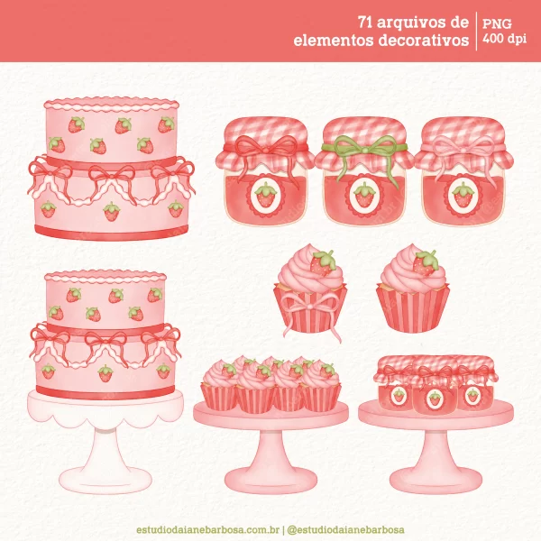 Kit Digital Moranguinho - Cliparts em aquarela - Image 4