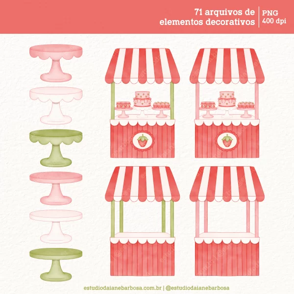 Kit Digital Moranguinho - Cliparts em aquarela - Image 5