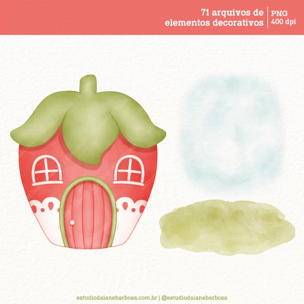 Kit Digital Moranguinho - Cliparts em aquarela - Image 6