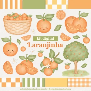 Kit Digital Laranjinha – Cliparts em aquarela