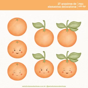 Kit Digital Laranjinha – Cliparts em aquarela