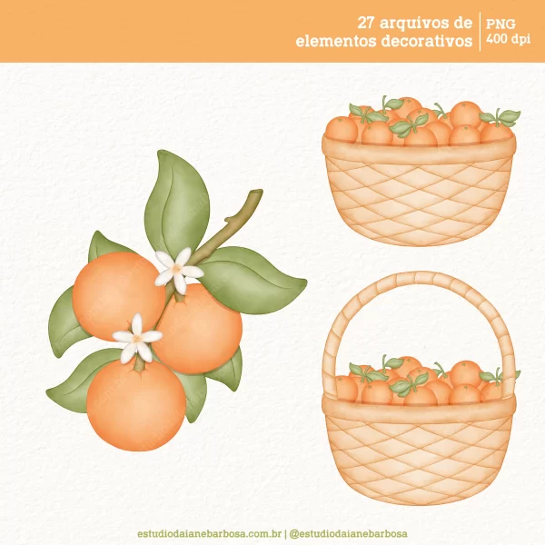 Kit Digital Laranjinha - Cliparts em aquarela - Imagem 4