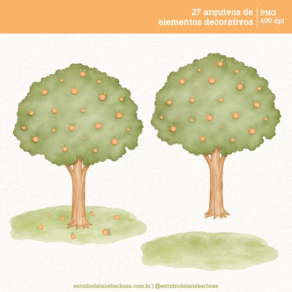 Kit Digital Laranjinha - Cliparts em aquarela - Imagem 5