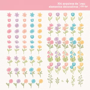 Kit Digital Jardim Secreto 2 – Cliparts em aquarela