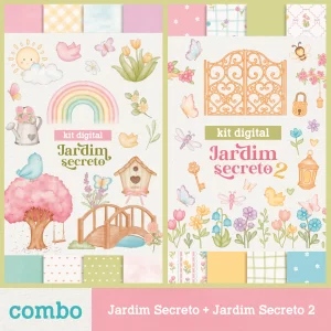 COMBO – Kit Digital Jardim Secreto – Cliparts em aquarela
