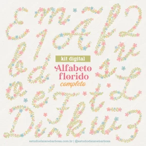 Kit Digital Alfabeto Florido – COMPLETO – Cliparts em aquarela