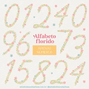 Kit Digital Alfabeto Florido – APENAS NÚMEROS – Cliparts em aquarela